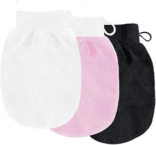 Jindizi Exfoliating Gloves, 3 Pack Korean Exfoliating Mitts Body Scrub Glove Bath SPA Dual-Sided Deep Clean Exfoliation Scrubbing Mitt, Dead Skin Remover Glove Deep Body Scrubber for Women Men