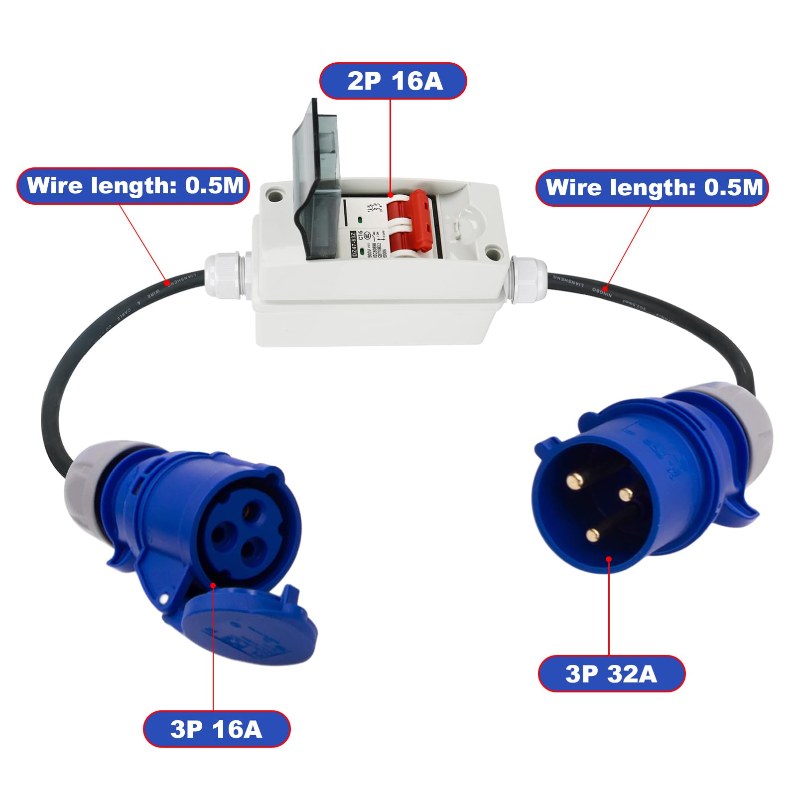 Adattatore CEE 32A A 16A 400V - Spina Su Frizione 0,5m H07RN-F 5G2,5, IP44, Per Corrente Forte - Foto 5