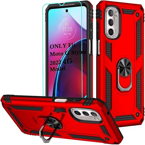 Miniatura 9 de Androgate Funda compatible con Motorola Moto G Stylus 2022 4G con protector de pantalla HD anillo de metal de grado militar probada en caídas de 15