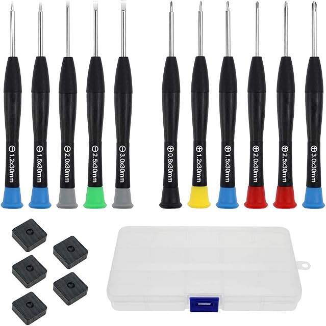 SPTwj 11pcs Screwdrivers Repair Kit Magnetic Mini Screwdriver Set for Watch Glasses iPhone Laptop Tablet Electronics Universal Precision Repair Tool(Phillips Head/Flathead Screwdrivers)