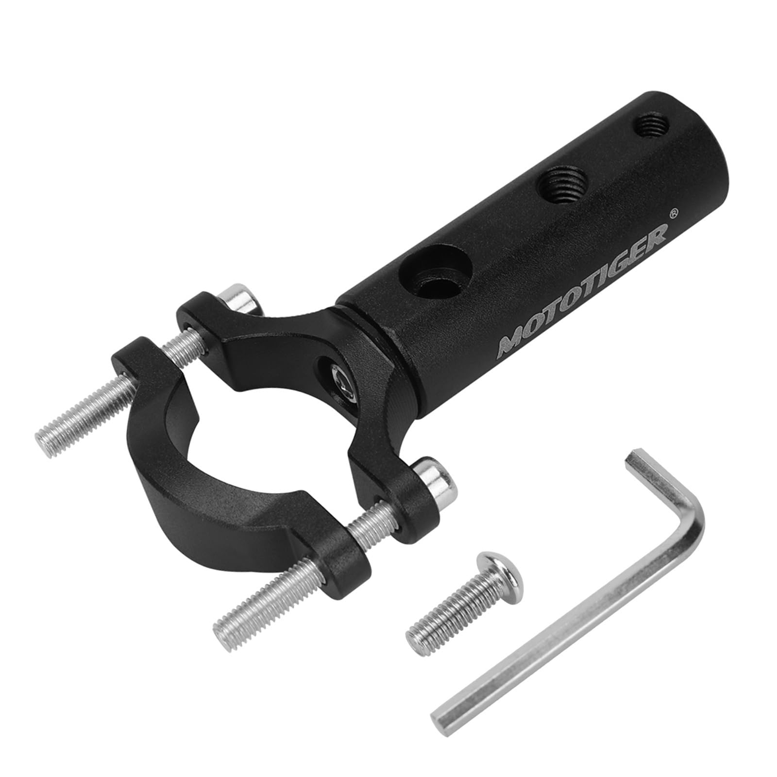 Motorbike Steering Stem Motorcycle Universal Mount Headlight Spotlight Bracket Fog Driving Lights Brackets Fork Ear Chopper Headlamp Holder(Black x2)