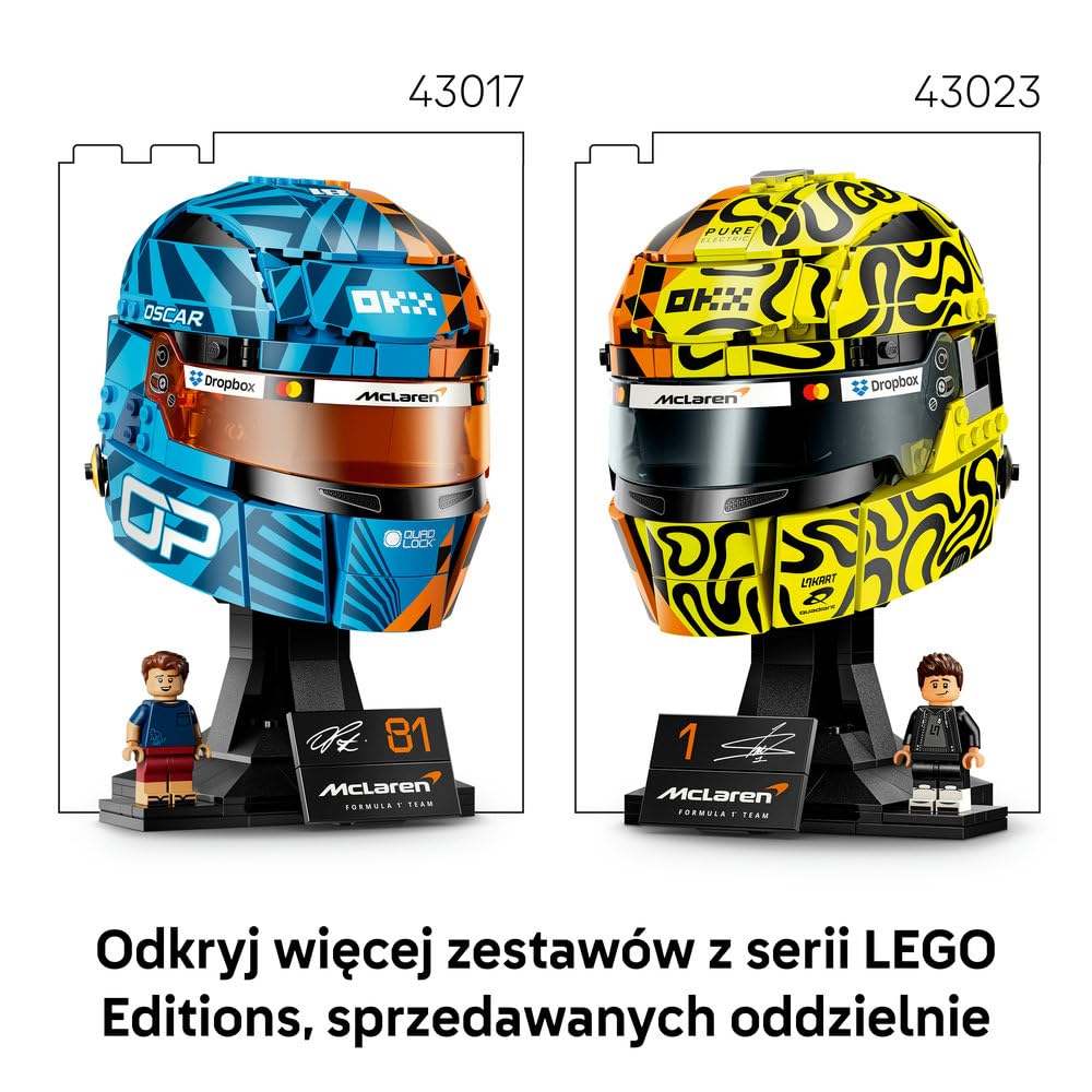 LEGO Editions Kask Lando Norris McLaren Mastercard F1 Team 43023 | Gadżet F1, zestaw klocków dla dzieci i nastolatków, prezent dla fana Formuły 1, dla chłopców i dziewczynek 14+, 793 elementy