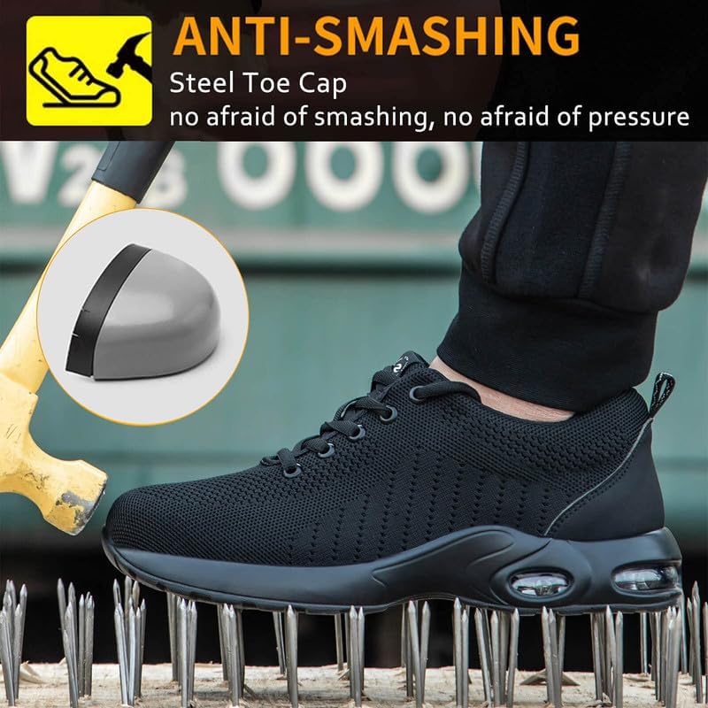 ziitop Chaussures de sécurité Homme Femme Basket de Securite Baskets Chantiers Embout Acier Respirant Chaussures de Travail Légère Anti-Perforation