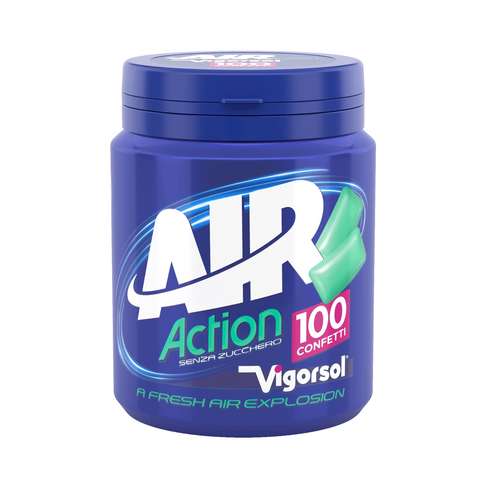 Vigorsol Air Action, Chewing Gum, Gusto Menta, Senza Zucchero, Senza Glutine, Barattolo da 100 Gomme da Masticare, Ideale per una Freschezza Intensa a Portata di Mano (Confezione da 3)