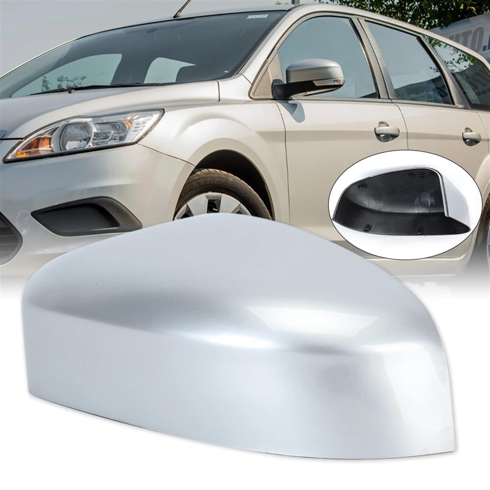 Calotta Specchietto Retrovisore Per Ford Per Focus MK2 MK3 Per Mondeo 2008 2009 2010 2011 2012 2013 2014 2015 2016 2017 Copri Specchietto Retrovisore Laterale In Argento CALOTTE SPECCHIO DESTRA(Left)
