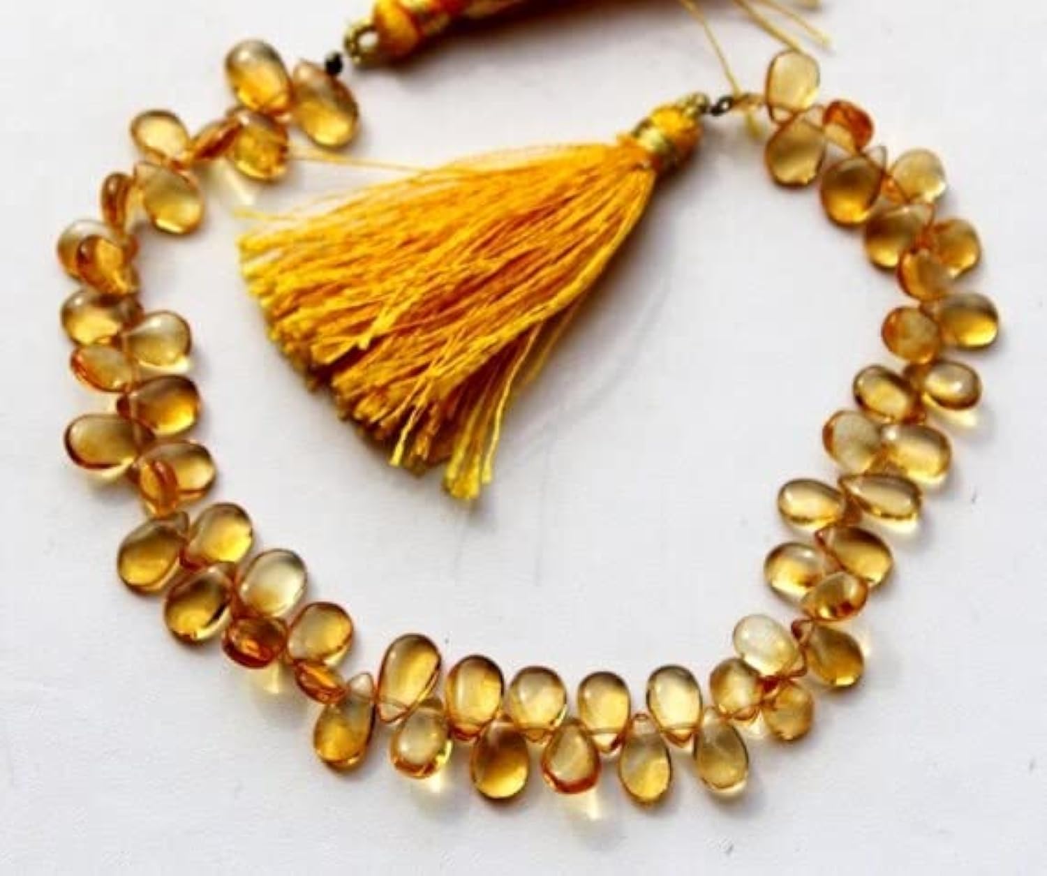 Citrine naturelle perles poires briolette lisses 6-10mm pierre fine fil pour création bijoux
