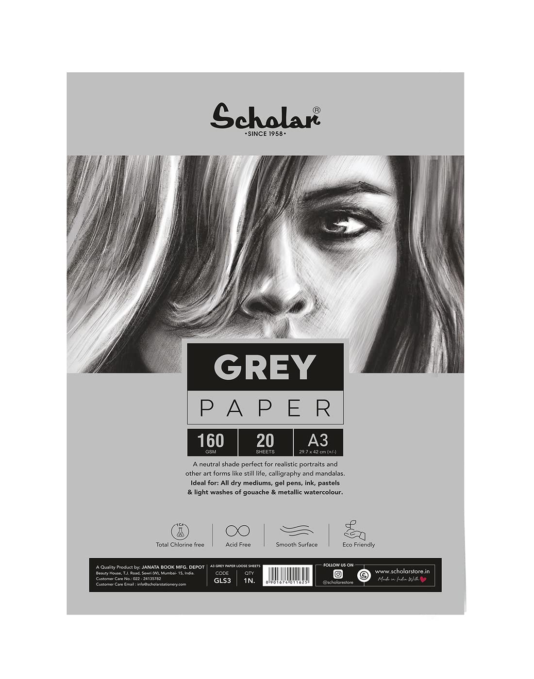 Scholar Grey paper Loose Sheets (160 gsm Grey Toned Paper) (A5) (PACK OF 4) (B09WDL9T2P) Amazon Price History, Amazon Price Tracker