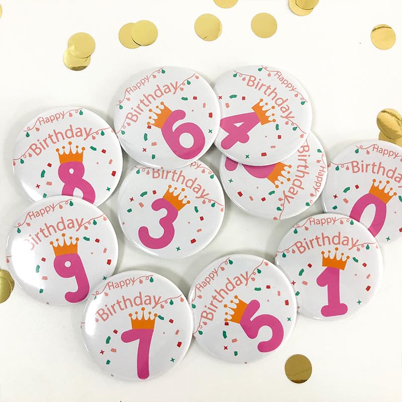 Happy Birthday Pins Badges for Boys Girls Women Men First Birthday Round Button Gift It's My Birthday Brooches Birthday Party Tinplate Pin Costume Jewelry2