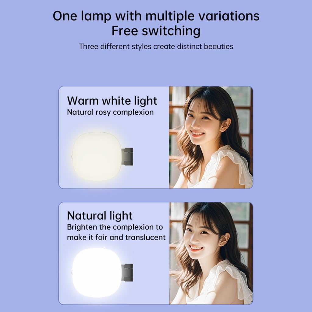 Magnetic Selfie Light with Mirror for iPhone, CRI95+ 700lux LED Phone Light with 3 Modes, Foldable Camera Light for iPhone 16/15/14/13/12, USB-C Charging, 1-Hour Runtime, Memory Function, Makeup/Video