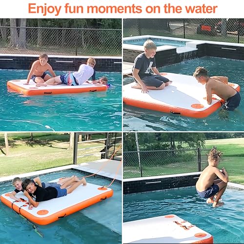 VOFiTNY Plataforma inflável flutuante para natação plataforma de ar ilha tapete para lago, piscina,