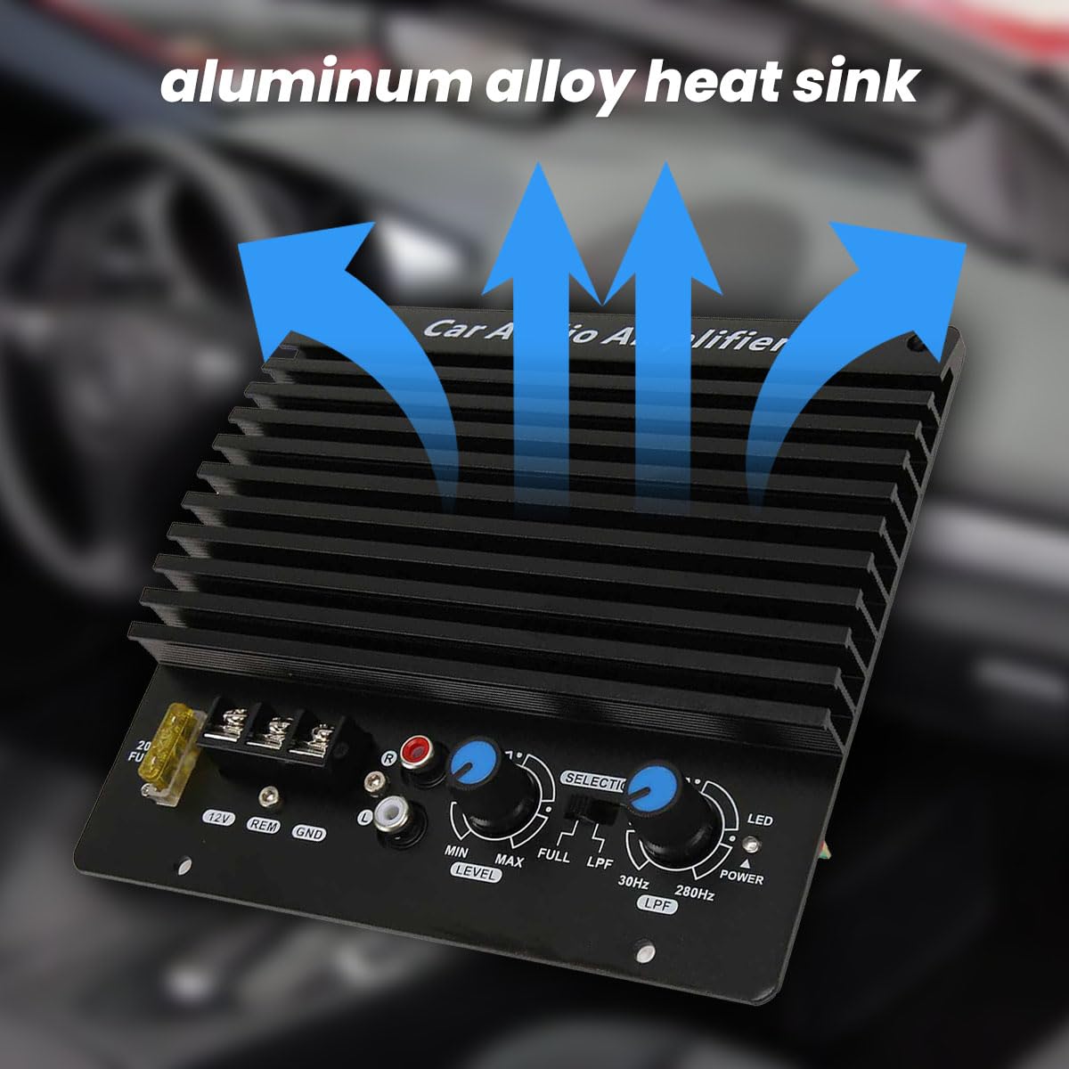 flexman 12V 300W Auto Verstärker Platine, 4–8 Ohm Verdickter Freiliegender Typ aus Reinem Aluminium Verstärkerplatine für 8–12 Zoll Tieftöner, Hochleistungs Subwoofer