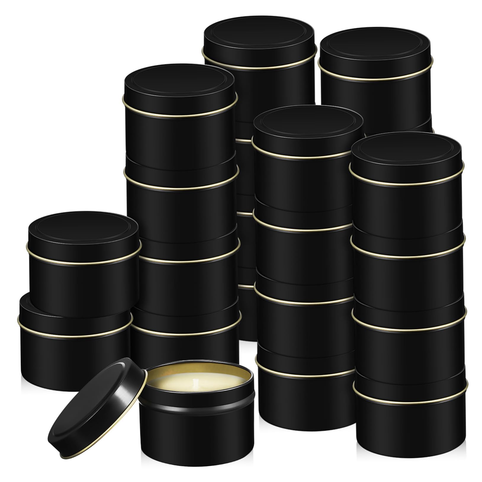 Ipetboom 24Pcs Round Candle Tins Empty Candle Jars for DIY Candle Making Tinplate Elegant Design for Various Occasions for Relaxing Evenings and Special Events