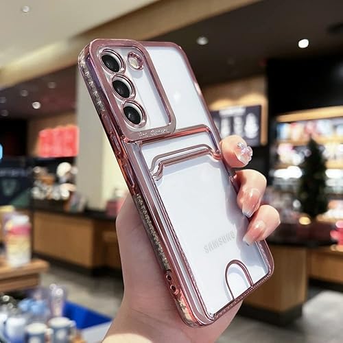 Funda con ranura para tarjeta de fotos para Samsung Galaxy Note 20 S22 S21 S23 Ultra Plus A52 A53 72 12 13 A32 51 71, cubierta suave transparente,