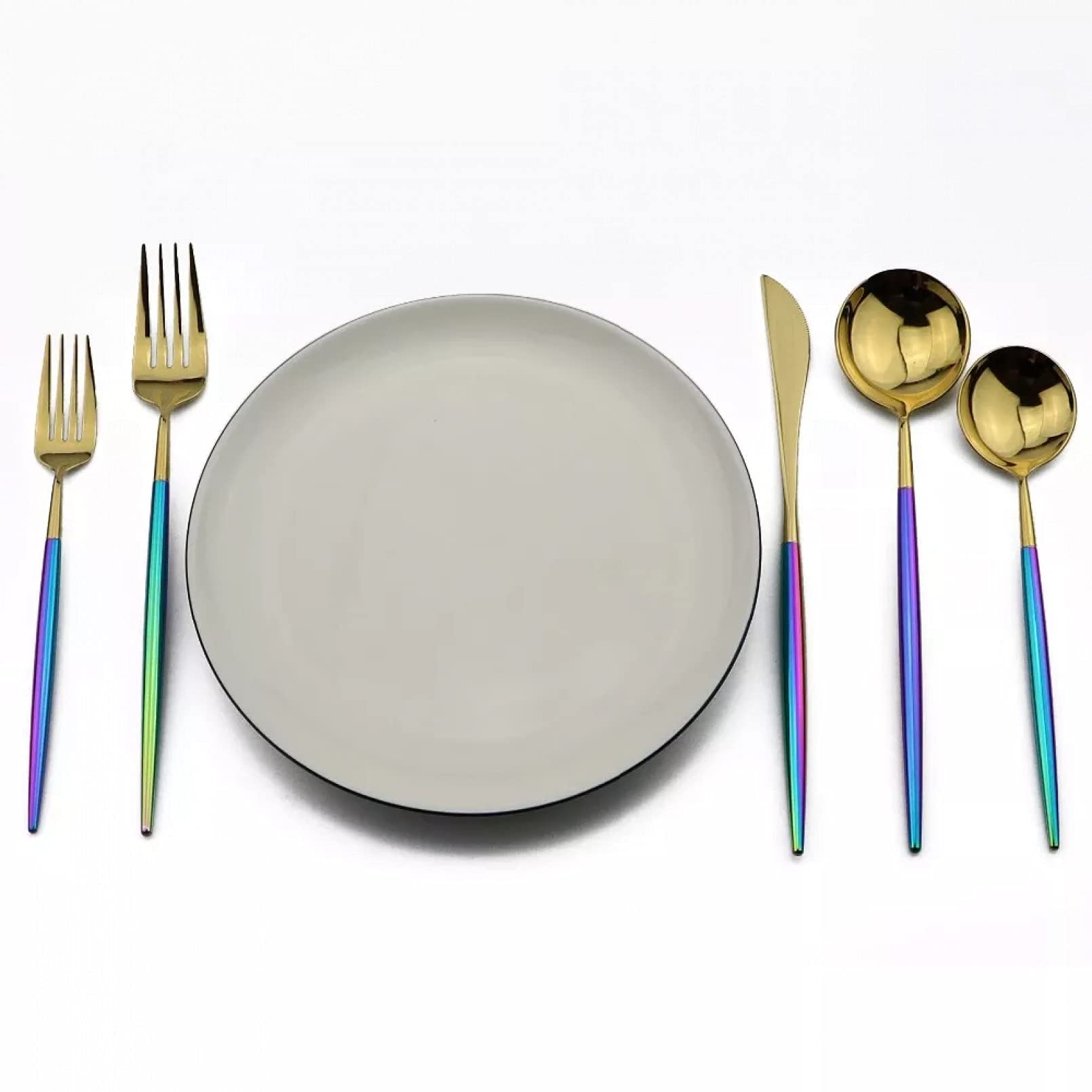 Amazon｜24個レインボー食器ラグジュアリーブレイジングカラフル