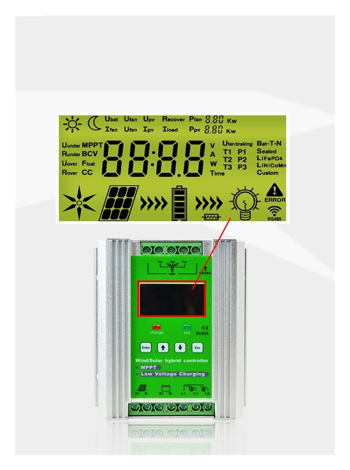 Controlador de Carga Solar, Batería De Litio Plomo-ácido 500 W, Carga Brisa Universal, MPPT Boost, Farola, Controlador Híbrido Viento Y Solar