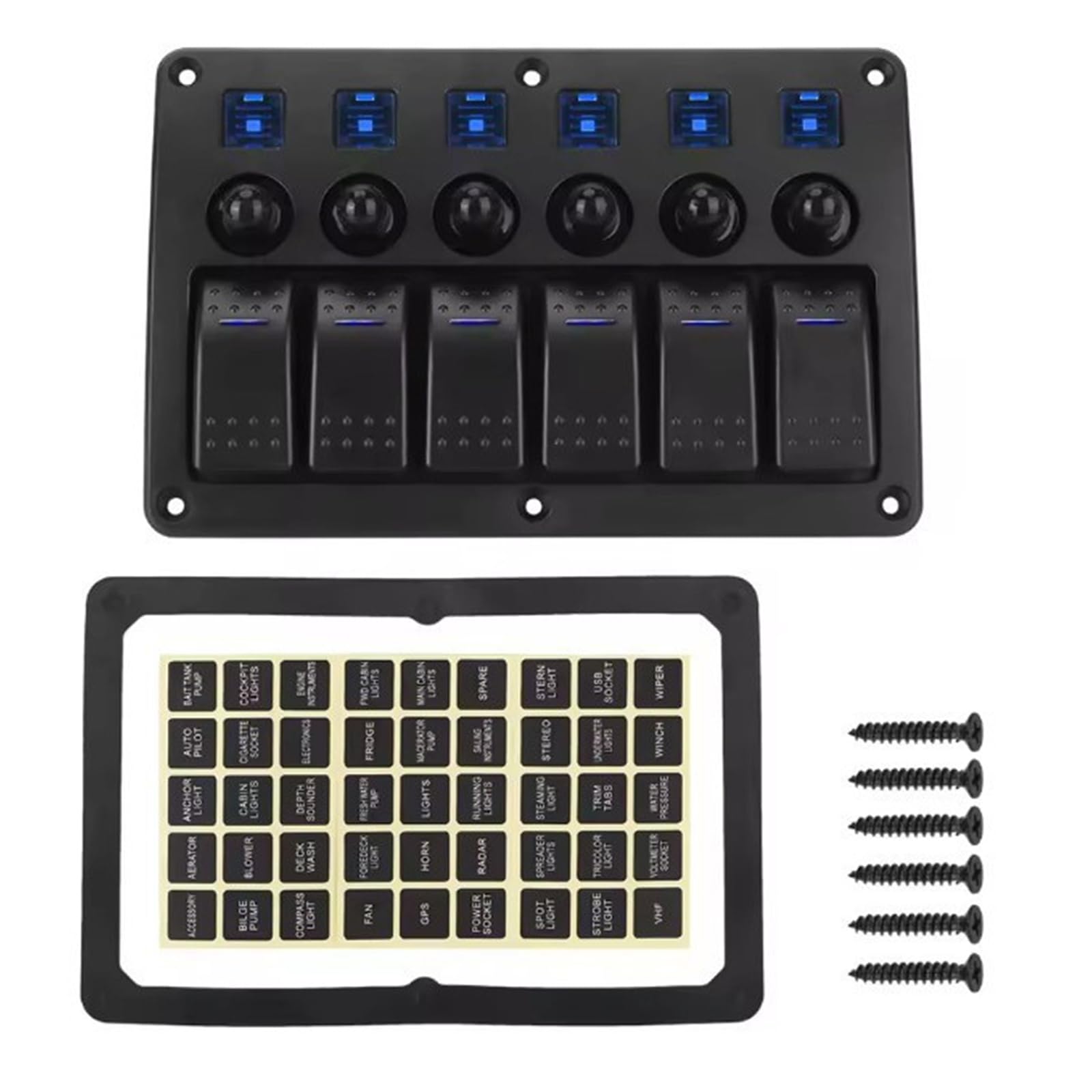 Marine 12V-24V Impermeabile 6 Posizioni Interruttori A Bilanciere Pannello Toggle con Pannello Elettrico Design per Barca