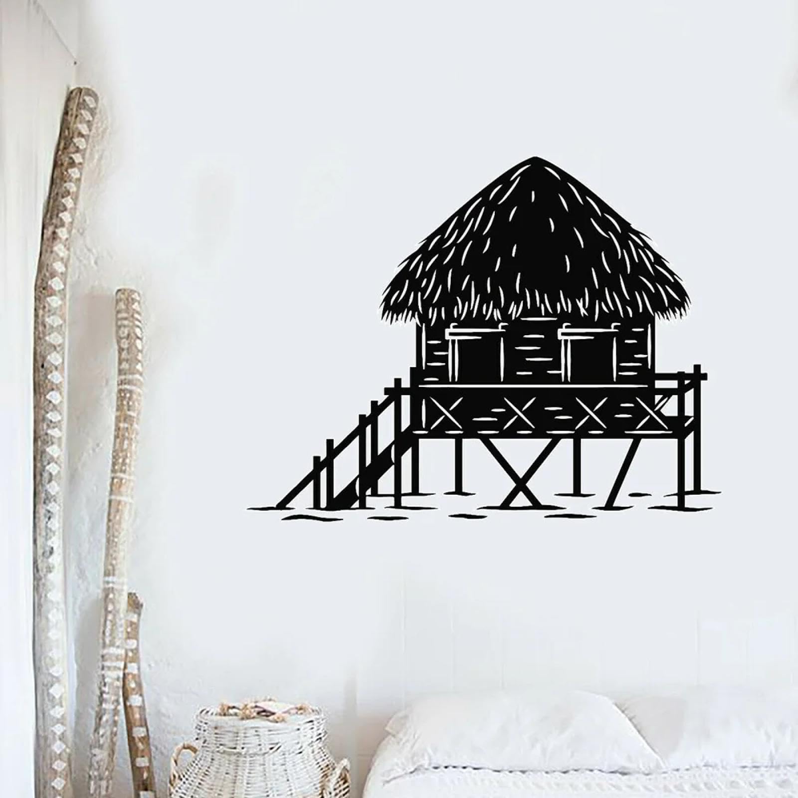 WEIMEIJIE Beach Villa wall Stickers, Ocean Relaxation Vinyl Romantic wall Stickers, Studio Club Living Room Bedroom Decorations