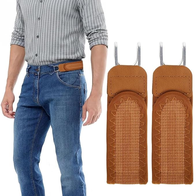 Buckle-Less Invisible Elastic Belt with Tactical Metal Hook, Adjustable Unisex Waist Belt, Flat Waist Design for Jeans, Pants, Trousers, Work, Casual Wear, Everyday Use, 1 Pair-image-34