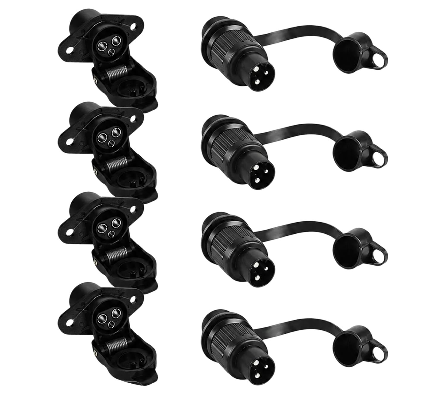 Spina Rimorchio & Presa Rimorchio 3 Poli,4 Pezzi Spina Presa 12V,Spina E Presa Rimorchio,Impermeabile Spina Presa Rimorchio,Connettori Rimorchio per Trattore Veicolo Agricolo Macchine Agricole