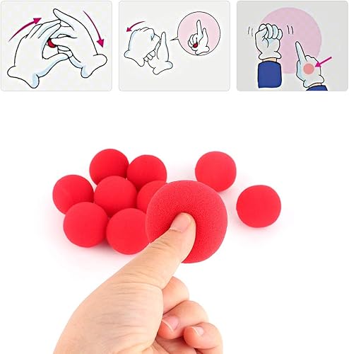 Miniatura 2 de Oumefar Juego de bolas mágicas mágicas suaves y rojas, bola de esponja pequeña, accesorios de truco, bolas hinchables, bola de esponja de EVA suave,