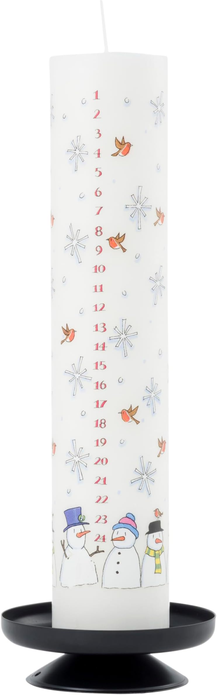 Alison Gardiner Snowmen Wax Christmas Advent Pillar Candle 50 Hours Burn Time 4.5 cm x 25.5 cm