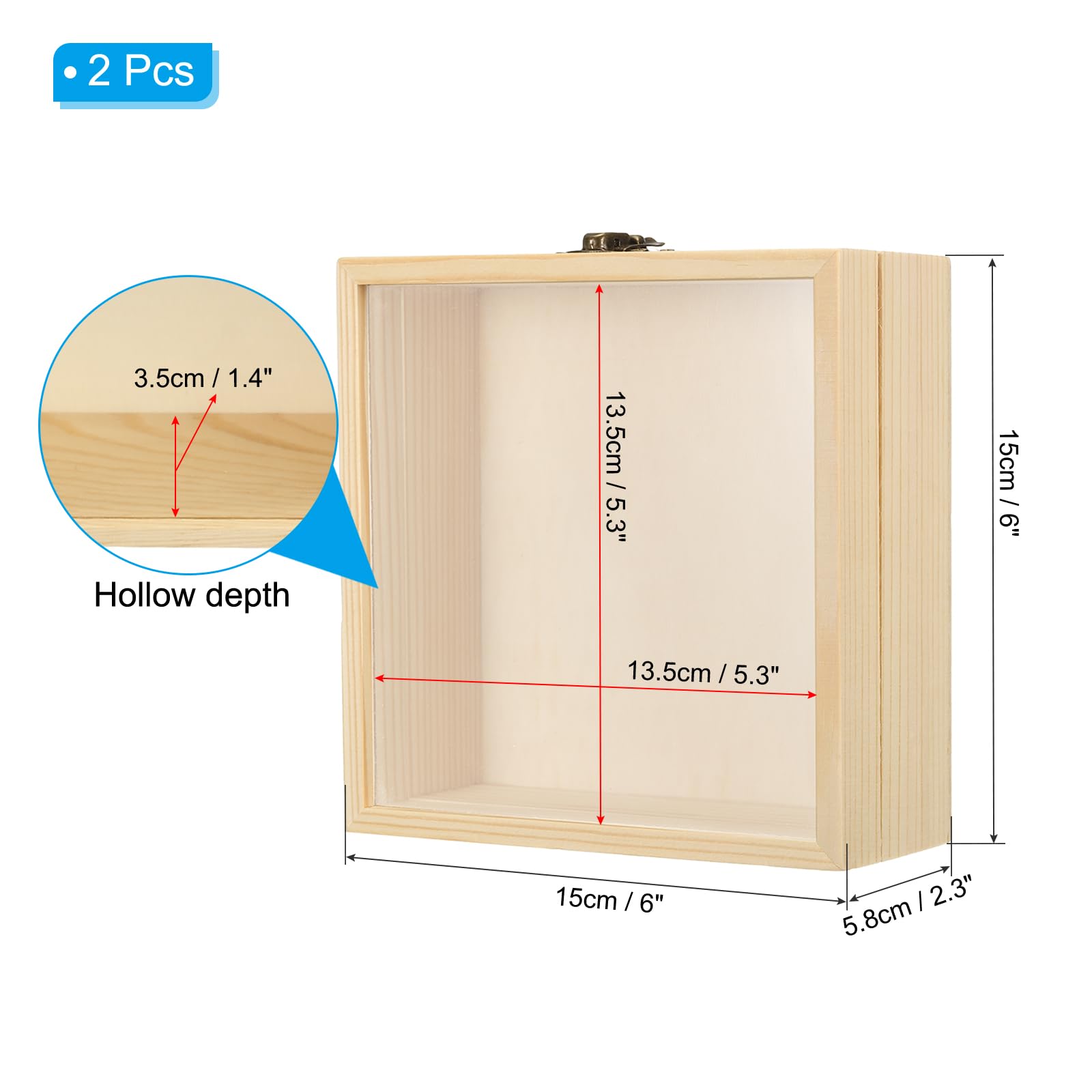 PATIKIL 6x6 Wooden Shadow Box Display Case - Image 2