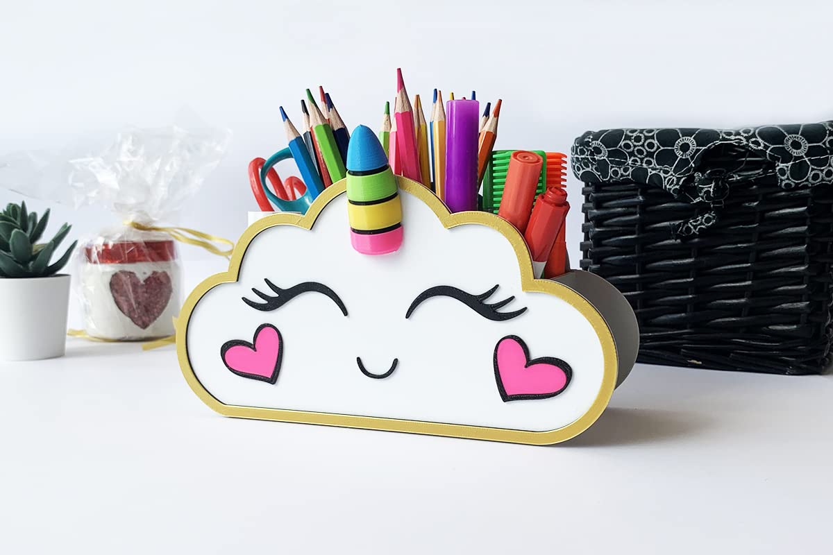 Organiseur Bureau Licorne En Bois - Porte Crayons Multifonction Enfants