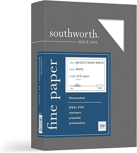 Southworth - Papel de unión de calidad 85 x 11 pulgadas 20 lb75 GSM acabado tejido blanco 500 hojas el embalaje puede variar 31-620-10 pequeño