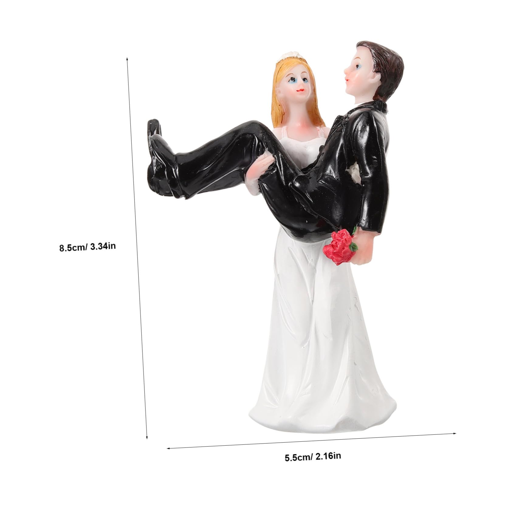 2stücke Braut Und Bräutigam Resin Statue Hochzeitsfigur Für Kuchen-Dekoration Romantisches Hochzeitsgeschenk Witziger Tortenaufsatz Schwarz-weiße Hochzeitspaar-Figurine