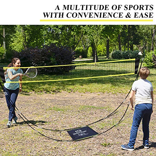 SUNBA YOUTH Badminton Net,Portable Badminton Net Set with Stand Carry Bag,Foldable Tennis Volleyball Net for Indoor Outdoor Sports, No Tools or Stakes Required