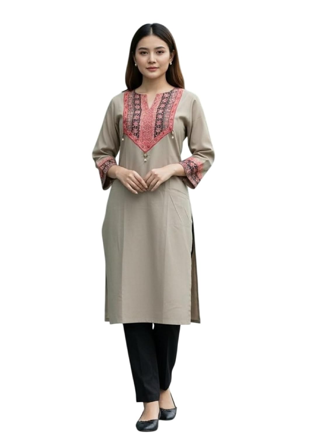 Kurta Set for Women | Long Kurti with Pants | Indo Western Ethnic wear Designer Printed Long Kurta Kurti Set for Women (112-A-B)