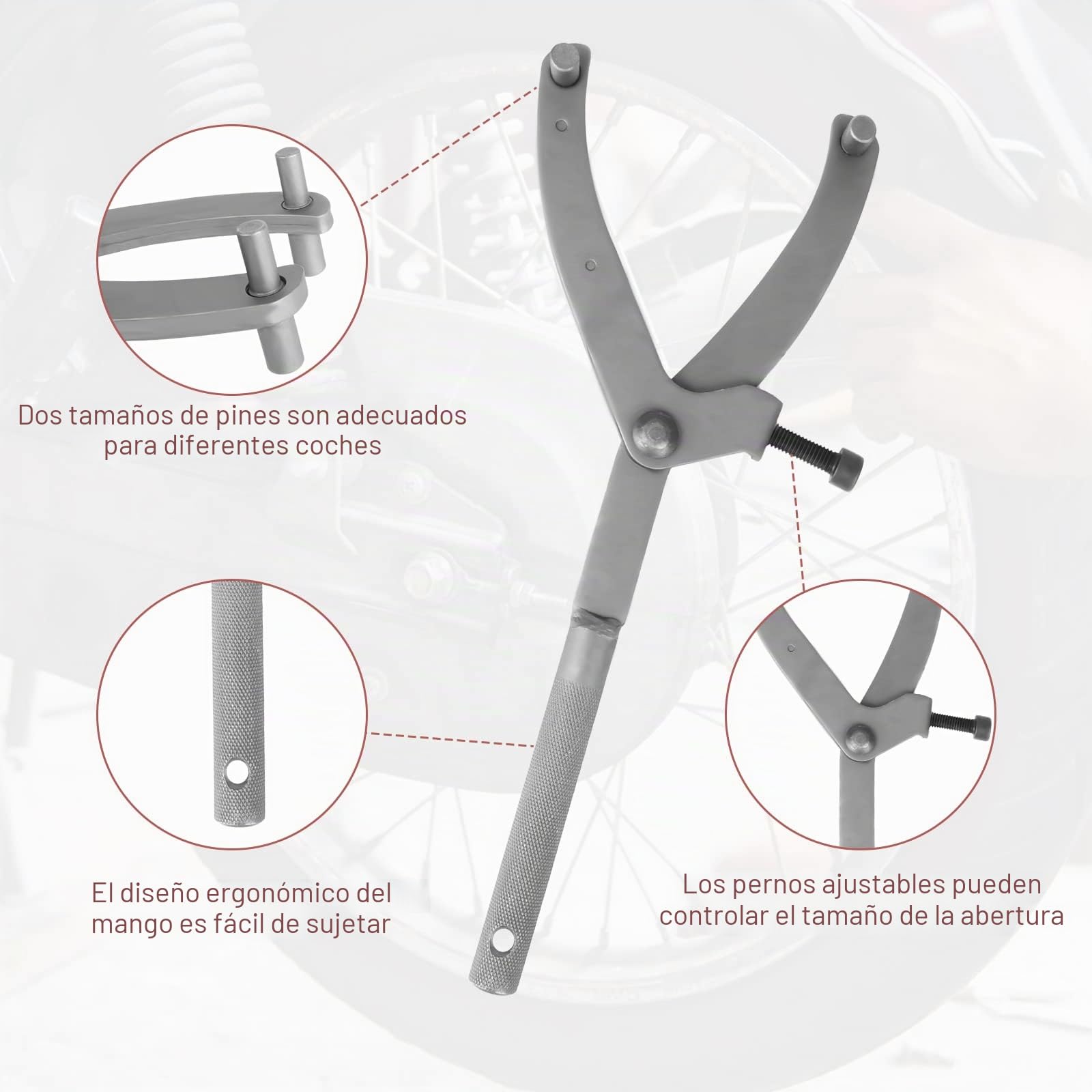 Llave de Volante de Tipo, Llave de Embrague Variadora para Cinturón de Motocicleta, Llave de Embrague Ajustable para Apretar, Instalar y Quitar Accesorios de Motocicletas