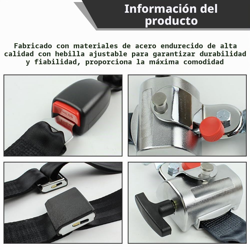 Sistema de seguridad retractor de silla de ruedas para autobús de tránsito y paratransito, retráctil, se adapta a accesorios de pista L con combo de cinturón de regazo y hombro, estándar DOT, 4 piezas