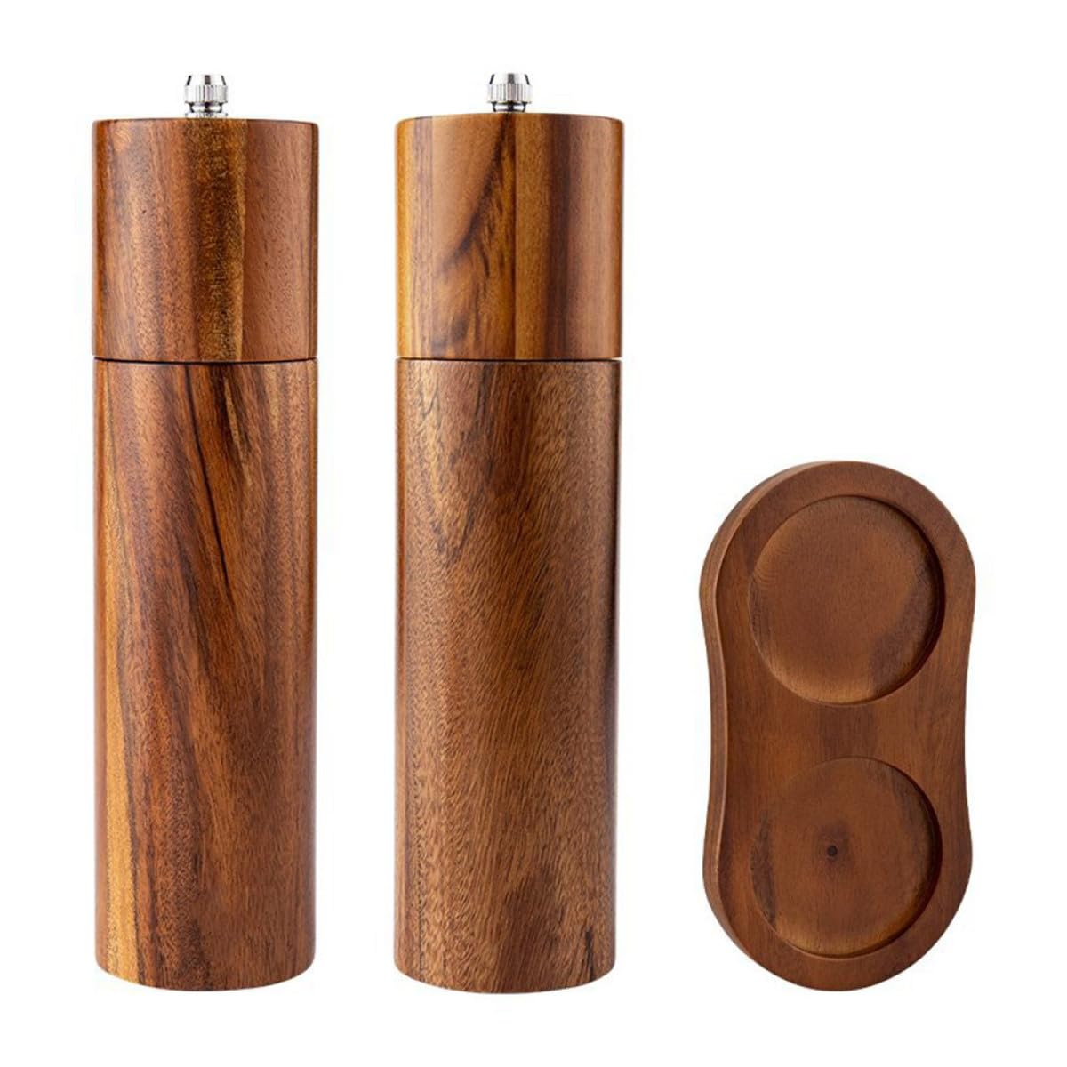 Molinillo de Pimienta Cilíndrico de Madera de Acacia con Núcleo Cerámico