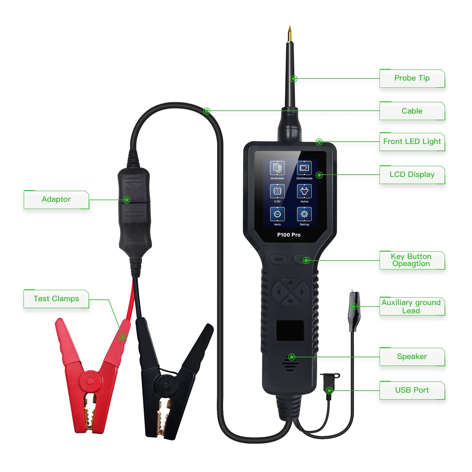 Multimeter-Tester, PS100 Kfz-Stromkreistester, Stromkreisprüfer-Set, Diagnosewerkzeug for elektrische Systeme