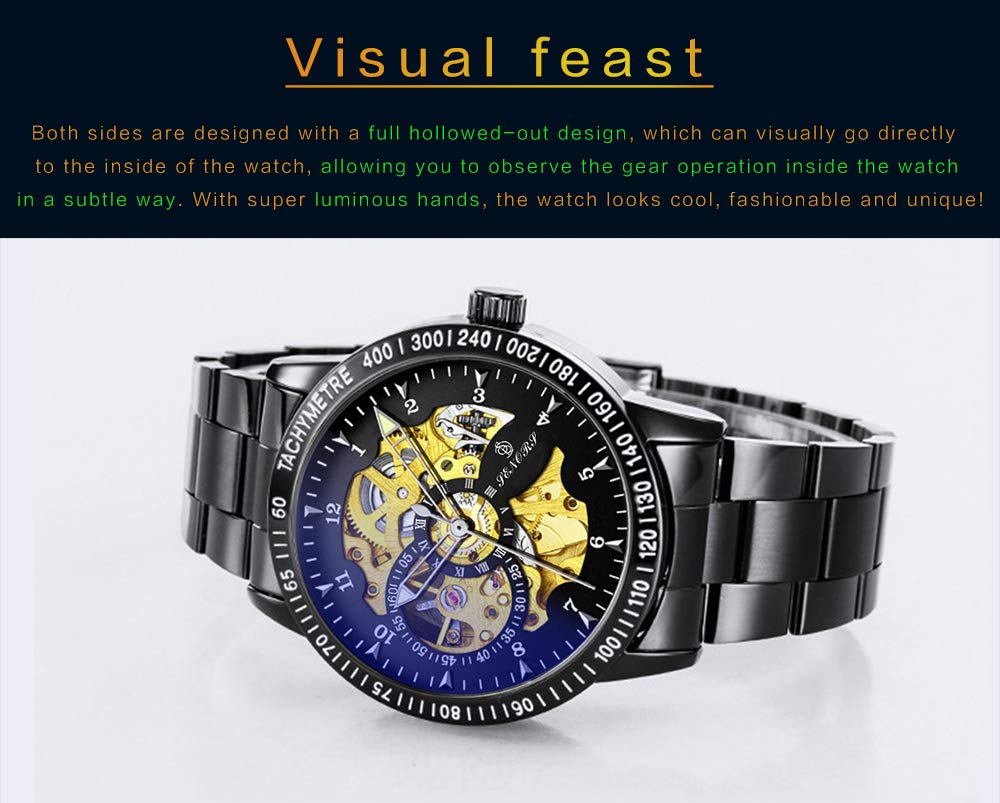Herren Automatikuhr Herren mechanische Automatik-Uhr schwarz mit Edelstahl Metallarmband