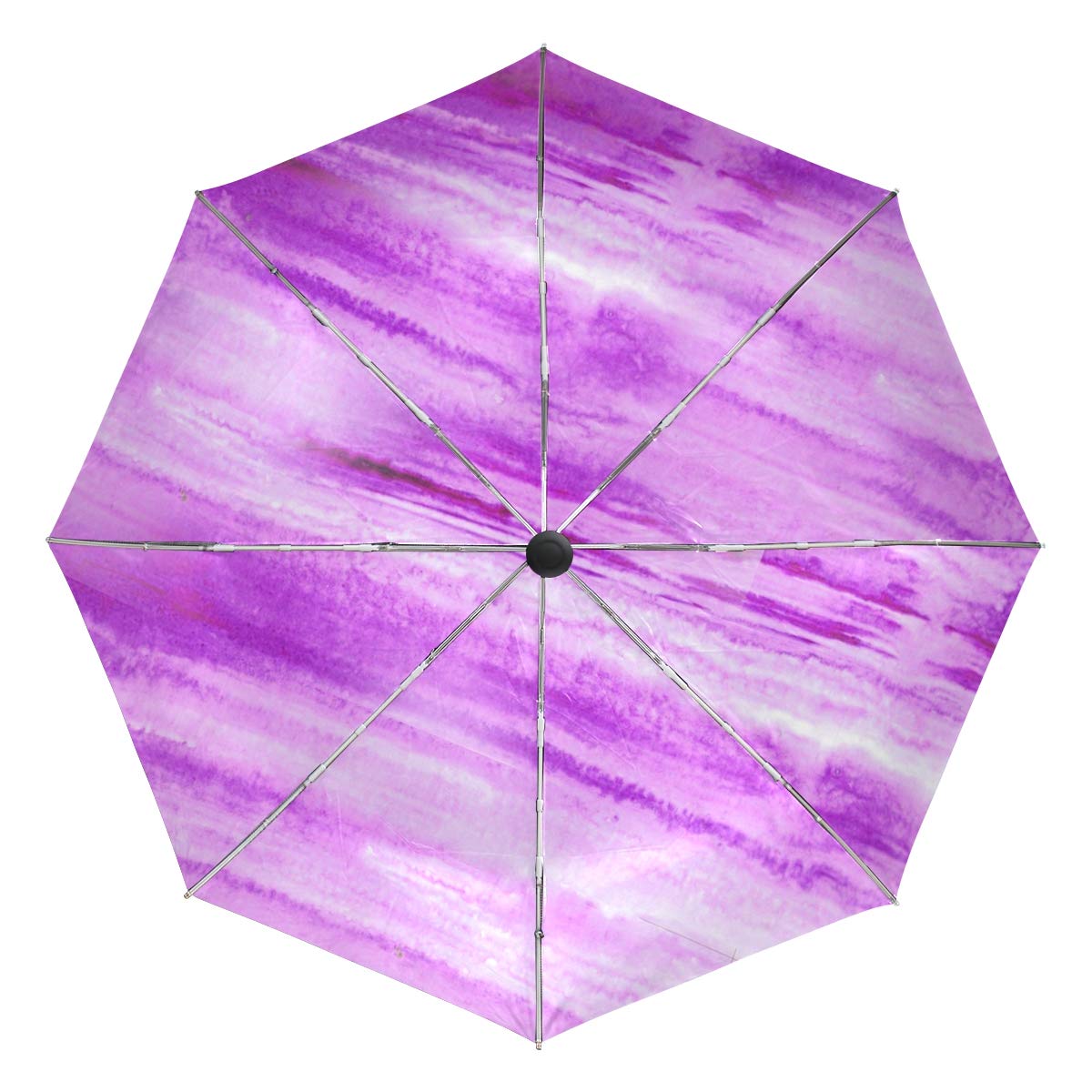 Auto Umbrella Black White Paisley Pattern Printed Lightweight Windproof Anti UV Open Close