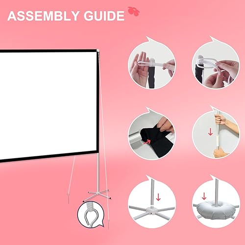 Miniatura 2 de Pantalla de proyector con soporte de 120 pulgadas Pantalla de proyección plegable y portátil 169 4K HD Pantalla de película ligera sin arrugas con