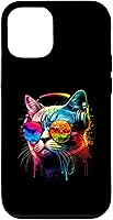 Vista 1 de Funda divertida para iPhone 15 DJ Cat con gafas de sol, auriculares y música