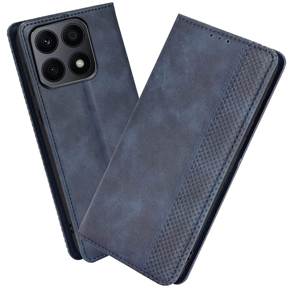 N NEWTOP Cover Compatibile con Huawei Honor X8A, HQ Lateral Custodia Libro Flip Chiusura Magnetica Portafoglio Simil Pelle Stand Protezione Completa Case TPU Anti Urto (Nero
