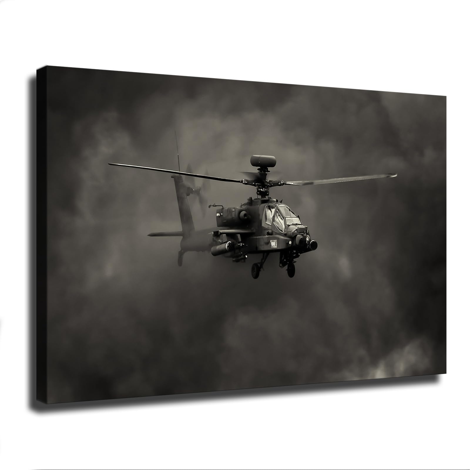 AH-64 Apache Hèlicoptèr Poster on Canvas Art Print, Wall Art for Living Room, Bedroom, Home Corridor Apartment Decor (24x36inch Framed)