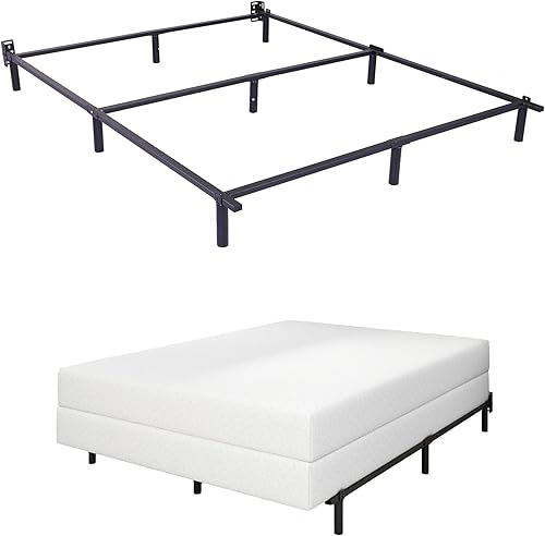 Miniatura 7 de Nightell Base de cama Queen con plataforma de metal de 7 pulgadas base de cama para somier antideslizante fácil montaje marco de cama resistente