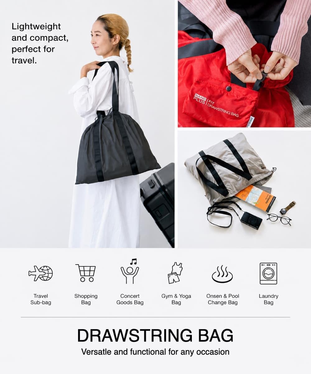 Drawstring Tote Bag – Lightweight Foldable Travel Bag with Ripstop Nylon for Gym, Laundry & Everyday Use image 3