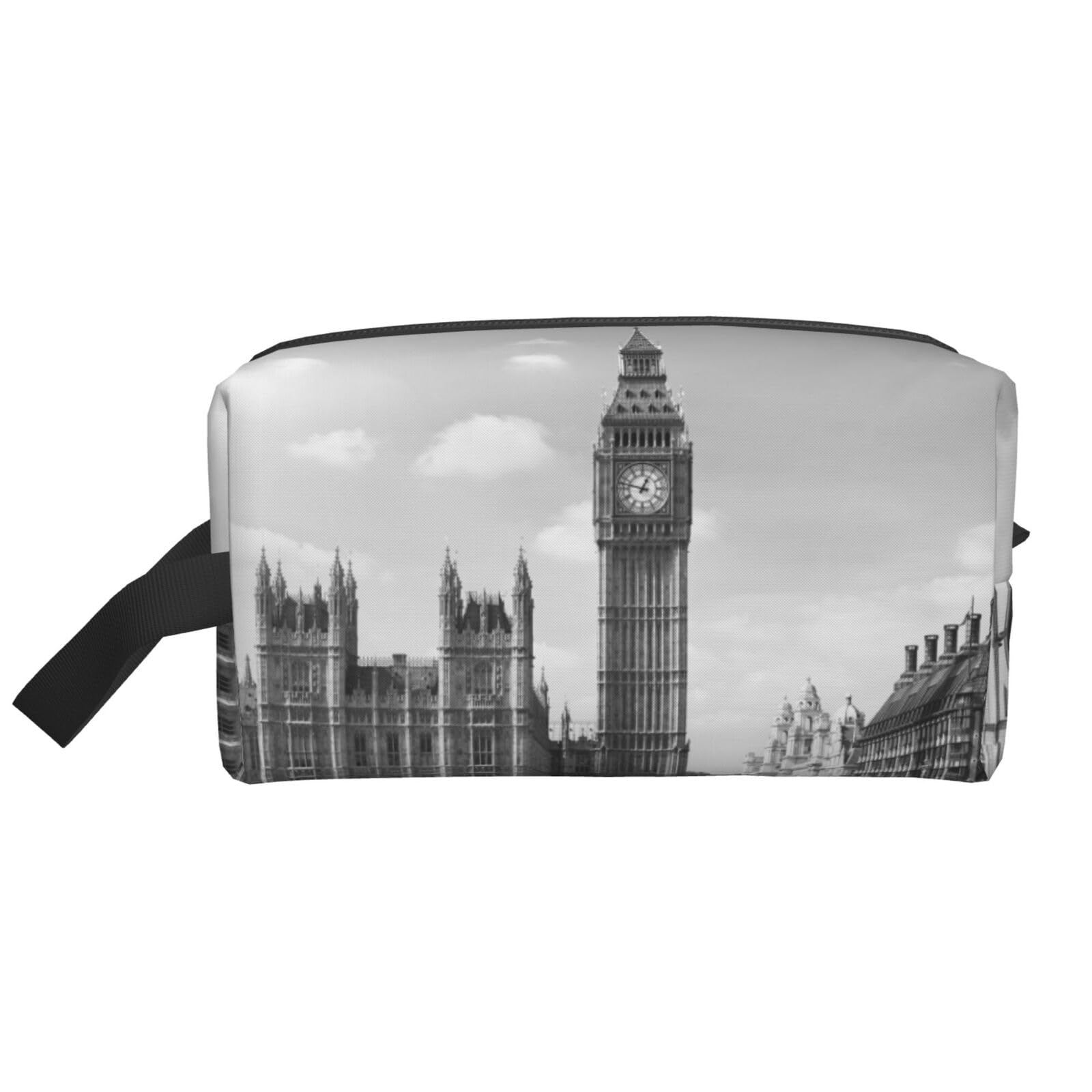 Ercgad Unisex White London Print Large Capacity Travel Toiletry Bag Cosmetic Pouch Daily Storage Makeup Case