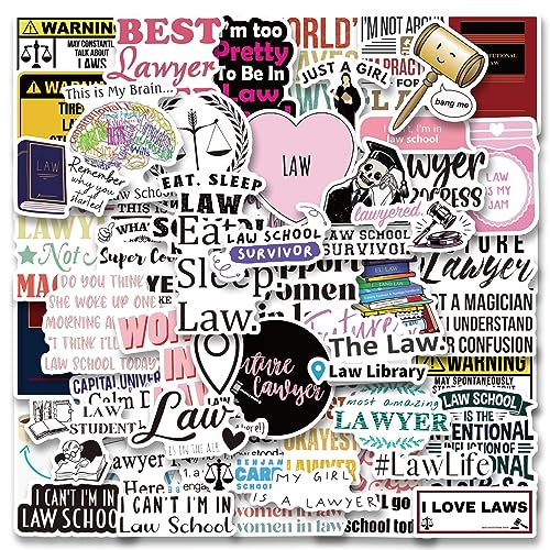 100Pack Law School Stickers Decals, Vinyl Law School Sticker Lawyer Stickers Decals for Laptop Water Bottle Bumper Luggage Computer Skateboard Snowboard. Gift for Kids Girls Teens