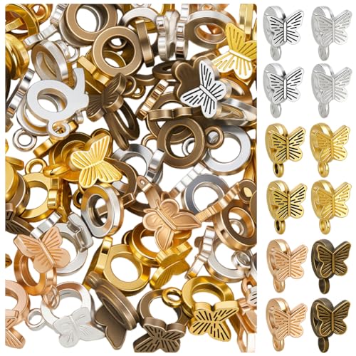 Perles papillon argentées breloques ailes style tibétain pour bijoux et colliers