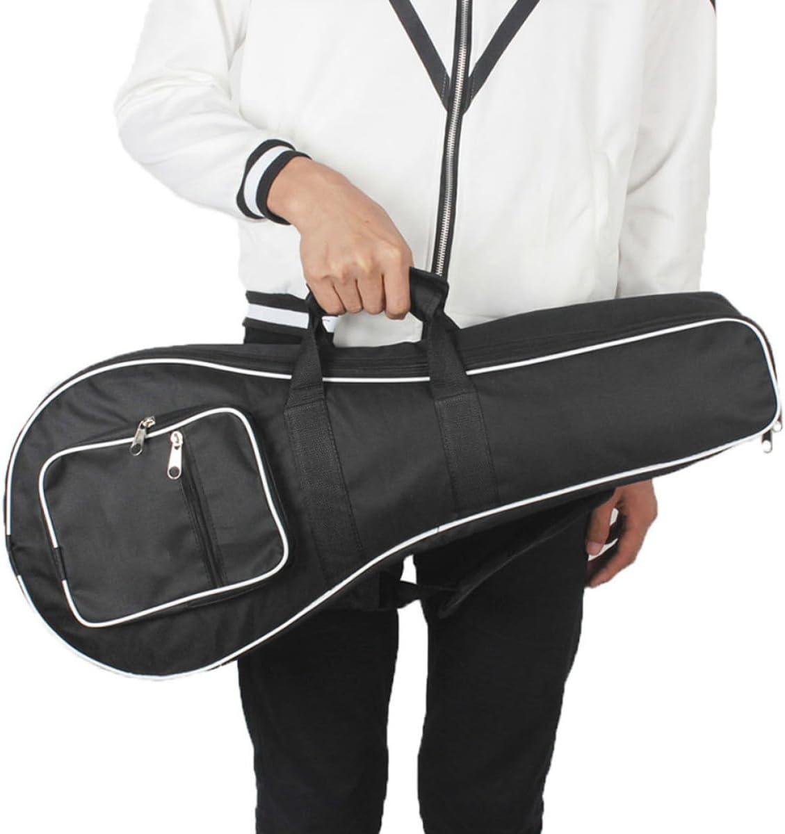 Oxford Mandolin Bag with Multi-pockets Lightweight Instrument Carry Case with Side Handle for Acoustic Mandolin Protective Gig Bag Compact and Easy to Clean