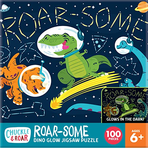 Chuckle & Roar - Rompecabezas Brillan en la Oscuridad para Niños - 100 Piezas Educativo de Dinosaurios Espaciales - Edad 6+ miniatura 2