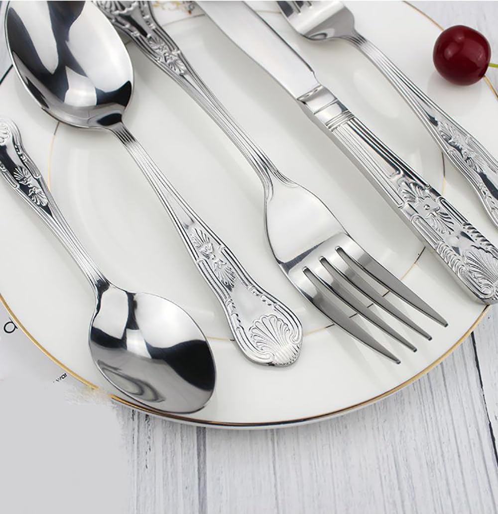 Juego de cubiertos de lujo, cubiertos, cubiertos, cubiertos de acero inoxidable, restaurante en casa, vajilla con acabado de espejo, servicio de 20 piezas para 4 (40 piezas para 8) (30 piezas para 6