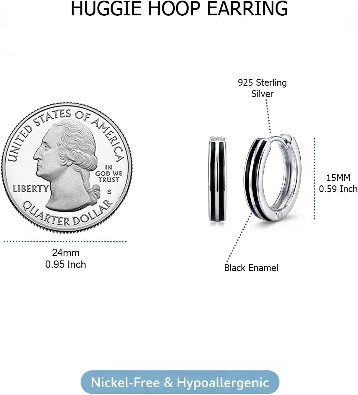 LeCalla 925 Sterling Silver Men's Huggie Hoop Earrings | Viking Celtic Knot & Minimalist Black Stripe Design Hoops | Vintage Unisex Silver Hoop Earrings Jewelry Gift